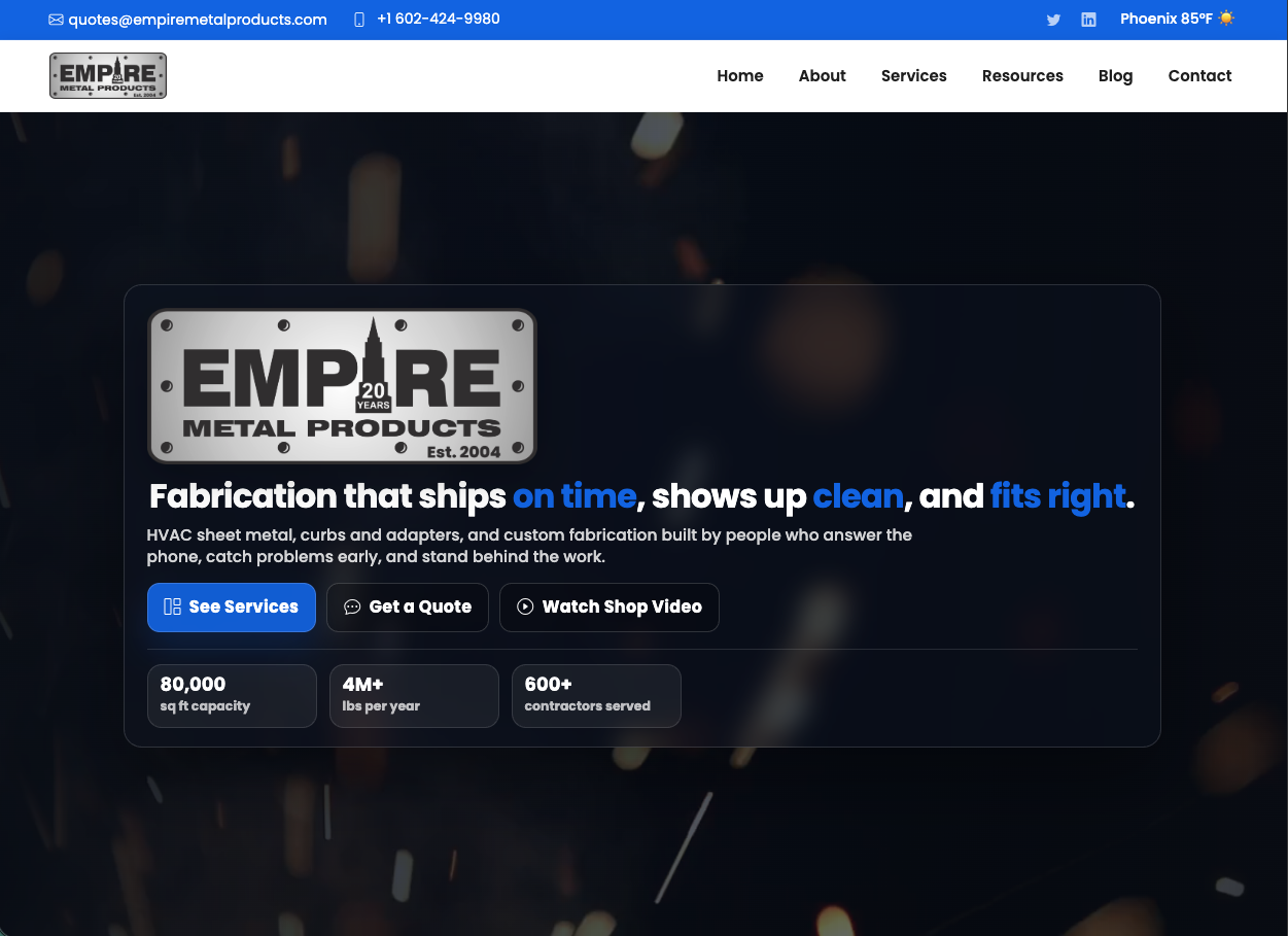 Empire Metal Products Website